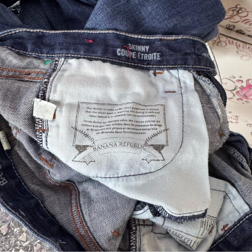 Banana Republic pants skinny Jeans Classic Style denim dark wash - Picture 7 of 8